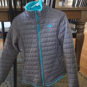 North Face winter coat, reversible girls XL